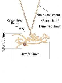 Customized 1pc Personalized English Letter Rose Flower Border Birthstone Inlaid Necklace With Custom Text, Great Gift For Mother Day, Valentine Day, Father Day, Anniversary, Christmas, Graduation, Festival, Celebration, High-End Present