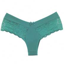 Microfiber Panties Double Waistband Lace Detail 100% Cotton Lining Comfortable Lingerie For Everyday Life - 彩色 - 查看 8
