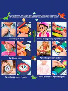 Maleta Educativa Brinquedo Atividades Aprendizados Pedagógica e Diversão para Bebês Crianças Montessori Sensorial - Brastoy - Azul - Visão 8