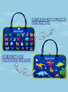 Maleta Educativa Brinquedo Atividades Aprendizados Pedagógica e Diversão para Bebês Crianças Montessori Sensorial - Brastoy - Azul - Visão 3