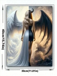 1 Set Frameless Demons And Angels Diy Diamond Painting Set Full Round Diamond Mosaic Embroidery Portrait Art Perfect Gift