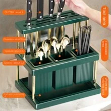 Multi-Functional Kitchen Countertop Storage Rack With Water Collecting Tray, Can Hold Chopsticks, Knives, Spoons, Etc. Keeping Your Kitchen More Organized