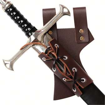 1 pieza Funda/vaina de espada de PU de estilo medieval renacentista, ajustable, para disfraz de cosplay o actividades al aire libre en Halloween