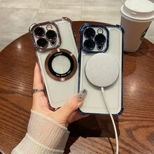 1 Vỏ Điện Thoại Magsafe Màu Vàng Hồng Túi Khí Mạ Điện Chống Rơi Vỏ Bảo Vệ Điện Thoại Thông Minh PC + Chất Liệu TPU Kết Hợp Tương Thích Với Apple IPhone 15pro Max 14 13 12 11 Trọn Gói - Hoa hồng vàng - Xem 5