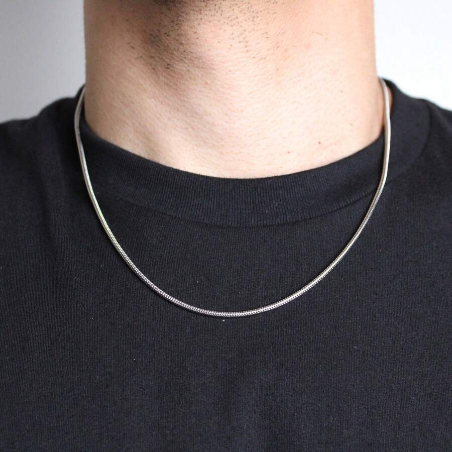 Collar redondo minimalista de serpiente para hombres y mujeres, cadena de serpiente de acero inoxidable dorado y plateado, resistente al agua y no se desvanece, regalo de joyería de moda para hombres y mujeres - collar - Ver 1