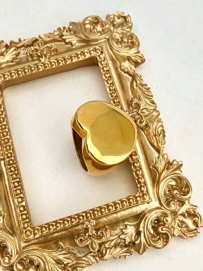 Mazuer 1pc Vintage Chic Minimalist Petite Heart Shaped Stainless Steel Ring, Elegant Design, Suitable For Daily Wear, Commute, Dates, Mother's Day, Teacher Appreciation, Holidays, Parties, Vacation