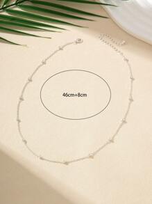 1pc European And American Simple Round Beaded Necklace For Daily Wear - Silver - View 3