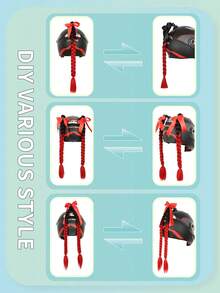 1 Pieza Trenza de casco de 20 pulgadas de negro a rojo con ventosa desmontable con lazo, decoración de coletas para casco de motocicleta en múltiples colores para Navidad, Año Nuevo, Carnaval y festivales musicales (casco no incluido) - Marrón - Ver 7