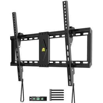 FORGING MOUNT Ultra Slim Tilt TV Muurbeugel voor 37-82" TV's, Universele TV-beugel Tilt TV Muurbeugel Stevige Low Profile TV Mount, tot 60kg Max. VESA 600x400 mm, met Bubble Level