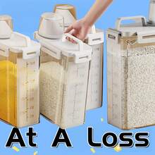 Rice Container,Leak-Proof Airtight Storage Container - Insect-Proof, Portable Square Tank For Rice, Grains, Nuts & Flour | Essential Kitchen Organizer,Kitchen Storage & Organization,Organizer,Organiser,Decor,Decorations - White - View 1