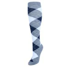 CTM Women's Fun Colored Argyle Plaid Knee High Socks (1 Pair), Available In Grey, Light Blue, Navy, Purple, Red,  One Size Acrylic Knee And Thigh High - 灰色的 - 查看 1