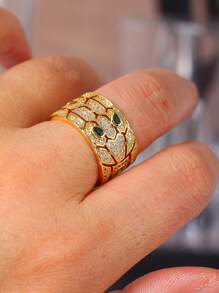 1 Pc Retro & Elegant Multi-Faceted Combination Floral Pattern Circular & Teardrop Hollow Wide Band Ring, Suitable For Women, Formal Party Wear, All-Match, A Great Gift For Elders, Parents, Teachers