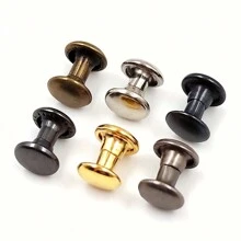 100pcspack 6x6mm Double-Sided Copper Rivets, Anti-Rust Studs For Leather, Luggage, Box, DIY Hat Accessories - Multicolor - View 1