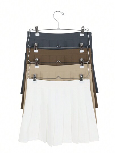 4-Layer Skirt Hanger & 4-Layer Trouser Hanger, Foldable Chrome-Plated Space-Saving Clothes Organizer, 1pc White