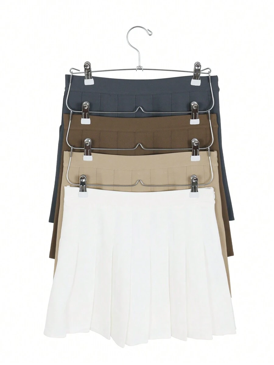 4-Layer Skirt Hanger & 4-Layer Trouser Hanger, Foldable Chrome-Plated Space-Saving Clothes Organizer, 1pc White