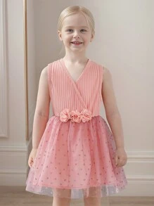 Striped Flower Love Mesh Dress - Pink - View 6