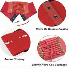 Cinturon Dama Elástica Tipo Corset Cintura De Cordón - Rojo - Ver 3