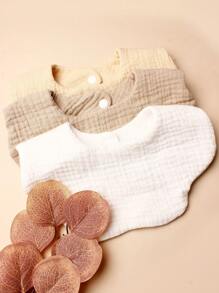 Set de 3 baberos para bebé con patrón de nube de color caramelo, adecuado para uso diario - Multicolor - Ver 2