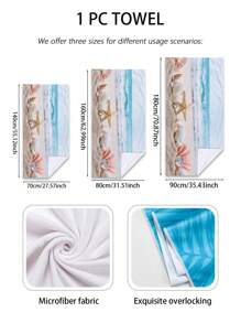 1pc Beach Towel With Starfish And Shell Pattern, Microfiber Printed Quick-Drying Absorbent Towel For Swimming, Vacation, Travel, Camping And Outdoor Activities Summer Travel, Vacation Holiday Bathroom Decor Beach Essentials