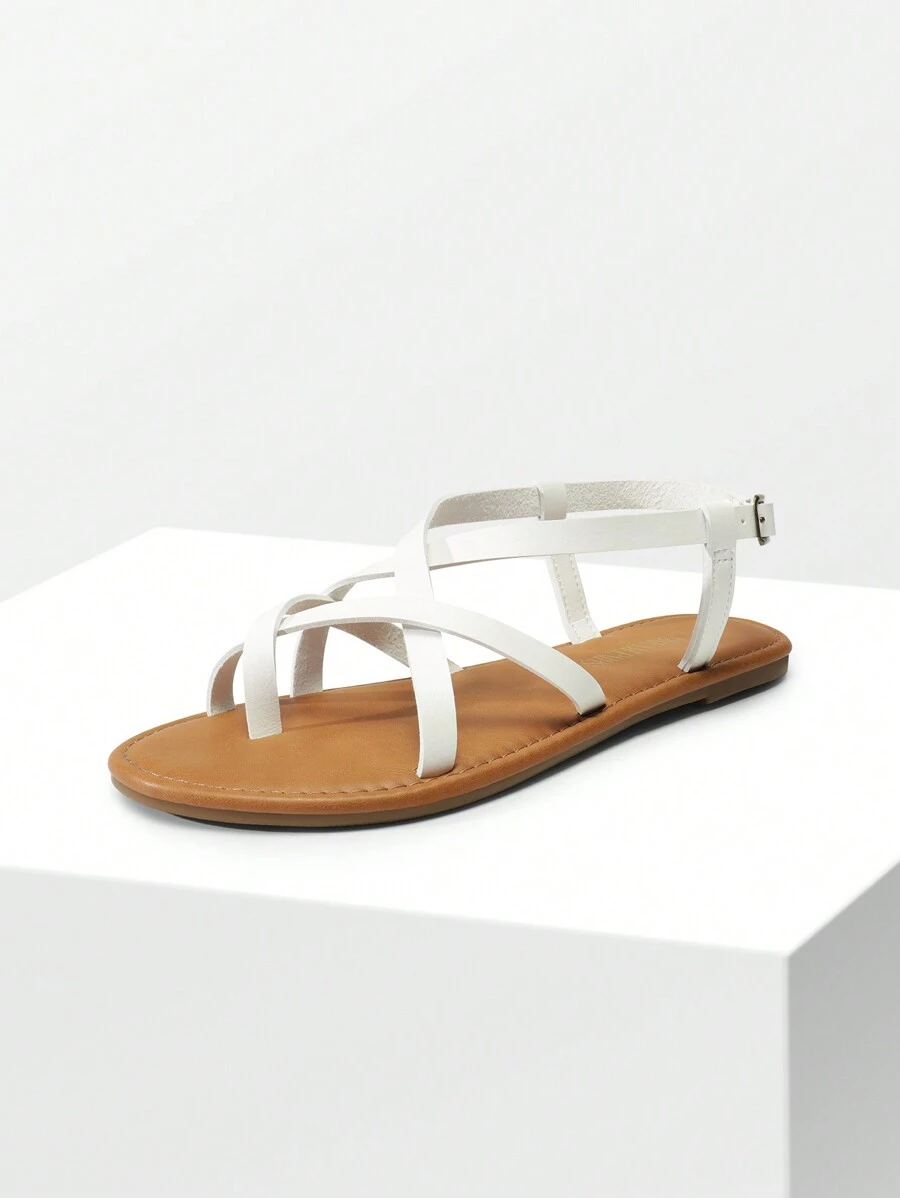 Casual Strappy Sandal For Women Comfortable Strap Summer Thong Sandals - 白色 - 查看 1