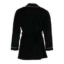 Ascentix Men's Velour Smoking Jacket With Satin Lining, Available In Black, Burgundy, Navy,  Large / , Small / Medium, XXL Cotton Blend Robes And Kimonos - Black - View 2