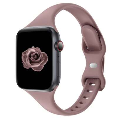 Kompatibel mit Apple Watch Bändern 38mm 40mm 41mm 42mm 44mm 45mm 46mm 49mm, kompatibel mit Apple Watch Series Ultra/Ultra 2 10/9/8/7/6/5/4/3/2/1 SE, ultra-dünnes schmales Ersatz-Sportarmband aus weichem Silikon für Frauen