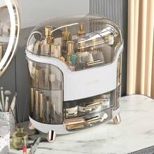 LIVINGANDHOME Living And Home Women's Fashion Luxury Makeup Storage Box,Large Capacity Cosmetic Storage Case,Skincare Display Case,Dressing Table Dustproof Waterproof Makeup Storage Organizer For Lipstick,Makeup Brushes,Skin Care Product,Jewelry - White - View 3