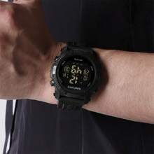 NAVIFORCE數字手錶 運動矽膠帶男士手表 頂級品牌豪華原創LED碼錶 喚醒鬧鐘日期星期多功能防水男士電子時鐘禮物7104 - 黑色 - 查看 6