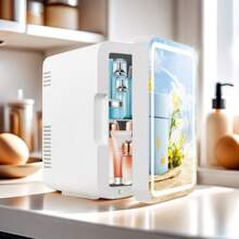 6升迷你鏡面美容冰箱，臥室宿舍汽車辦公桌便攜式冷熱箱，小型護膚用冰箱，適用於護膚化妝品 - 英規插(220-240V) - 查看 1