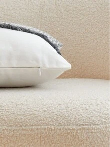 1pc Gray Textured Linen-Like Patchwork Decorative Pillow Cover, Suitable For Indoor Decor, All Season