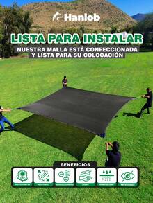 Malla Sombra 4x6 m Negra Reforzada Lista Para Instalar 90% sombra - Negro - Ver 2