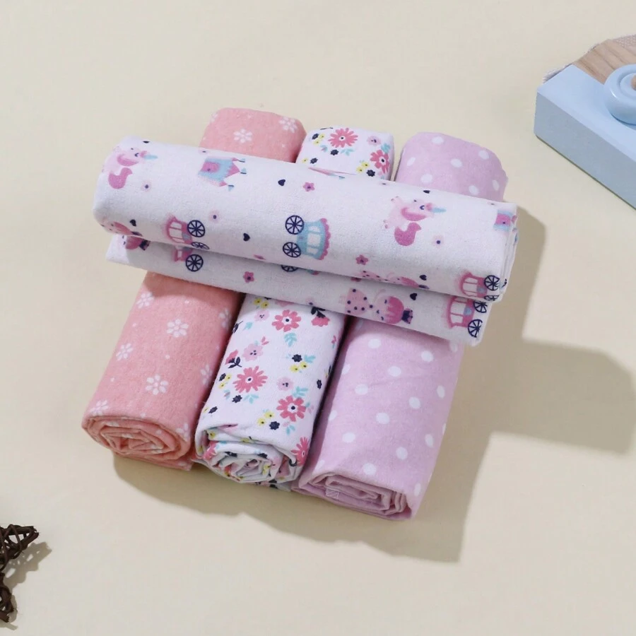 4 件套婴儿襁褓毯套装，公主马车城堡图案印花法兰绒柔软毯子包裹爱情人节 - 粉紅色女孩 - 查看 1