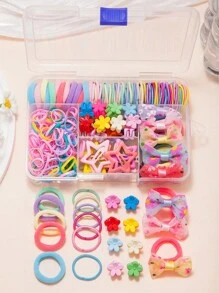 296pcs Little Girls Colorful Hair Accessories Set Including Hairpins, Hair Ropes, Rubber Bands, Star Hair Clips, Dopamine Hair Accessories, Hair Claws And Small Hairpins, Delicate Gift Box, Collection