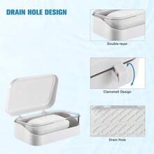 1PC Soap Dish With Removable Drainer And Lid, Plastic Soap Case Holder, 2 Layers Rectangular Soap Box Container For Shower Bathroom
