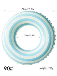 1pc PVC Thick Small Retro Blue Striped Swim Ring, Outdoor Inflatable Sport Accessory