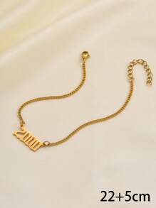 1 peça Pulseira de Tornozelo Minimalista de Aço Inoxidável Feminina para o Ano de Nascimento Adequada para Uso Diário