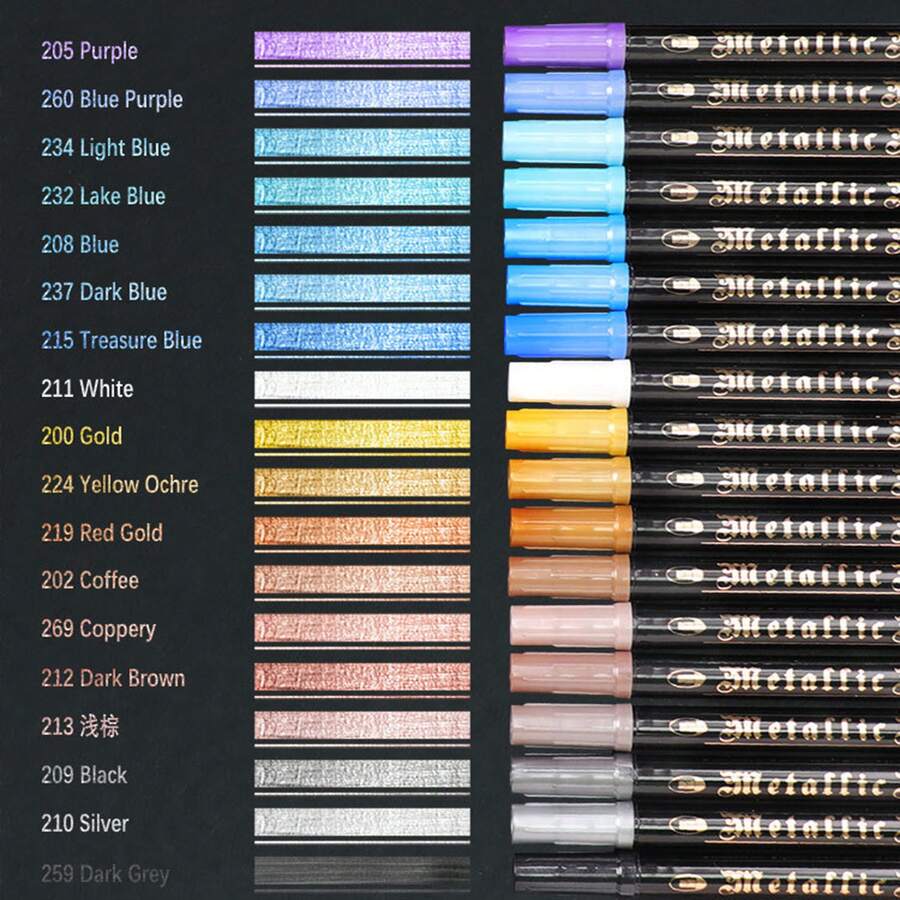 Guangna GN6553 Dual Tip 12Color Metallic Marker Pens For DIY Drawing