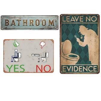1 件，金属锡标牌，“不留证据”厕所侦探马口铁，复古墙面装饰，复古艺术锡标牌，有趣的家庭酒吧咖啡馆浴室卫生间墙壁装饰，金属牌匾海报，8x12 英寸，4x16 英寸