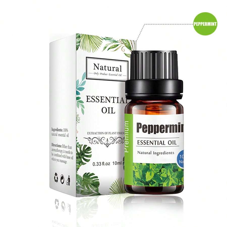 KANHO薄荷芳香療法精油10ml 0.33fl.Oz 天然成分選擇天然植物原料適用於所有膚質添加按摩和擴香器、加濕器、淋浴和泡泡浴的香味朋友禮物母親節禮物 1瓶 KH-010 - 薄荷Pepper mint - 查看 1