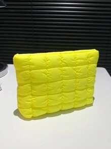 时尚多用途化妆包，休闲手拿包，绗缝网格设计，带衬垫内部，春夏系列化妆品收纳包化妆收纳袋迷你袋旅行小化妆盒配件化妆架刷袋化妆容器化妆包旅行必需品女士配件旅行用品化妆包学校用品化妆包假日必需品化妆包化妆袋假日冬季返校用品 - 黃色 - 查看 8