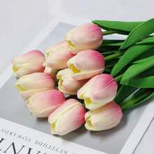 5/10/20/30 Chiếc Cảm Ứng Bó Hoa Tulip Nhân Tạo Mùa Xuân Phục Sinh, Cành Hoa Tulip Giả Để Trang Trí Bàn Ăn Văn Phòng Tại Nhà Ngoài Trời, Khu Vườn Ngày Lễ Quà Tặng Ngày Của Mẹ Trang Trí Tiệc Ngày Lễ Cắm Hoa Bó Hoa Cưới - Hoa tulip nhân tạo màu gradient - Xem 7