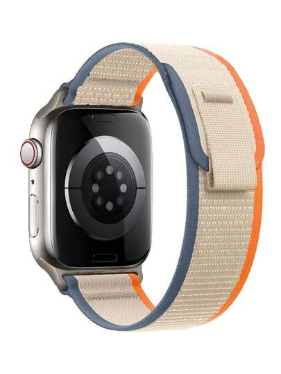 1PC Nylon Watch Band Compatible With Apple Watch Men's And Women's, Sporty Casual Soft And Breathable, With Hook And Loop, Buckleless Strap, Easy To Wear, Compatible With Apple Watch 38/40/41/42/44/45/46/49mm, Compatible With Apple Watch Series Ultra/10/9/8/7/6/5/Se/4/3 Replacement Strap, Comfortable Fit On The Wrist Washable