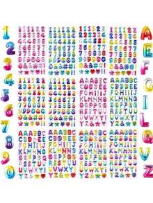 Gói 12 miếng dán chữ và số lấp lánh tự dính cho sổ lưu niệm, miếng dán lá kim loại nhỏ 3D nhiều màu sắc bằng nhựa Epoxy cho đồ thủ công DIY - nhiều màu - Xem 7