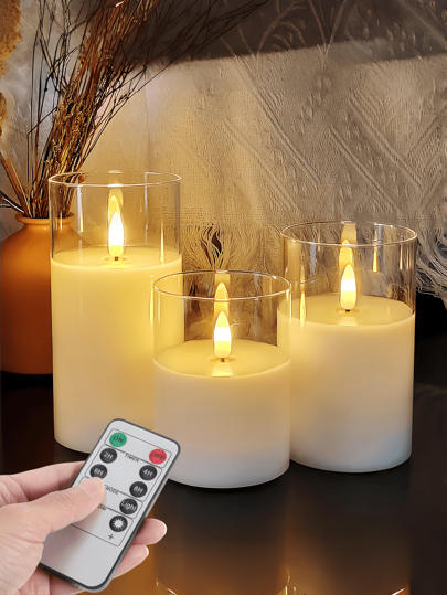 LED Flameless Candles, Flickering LED Pillar Candles With Upgraded Teardrop Wick, Battery Operated Electronic Candles For Table Center Decor, Wedding, Garden, Holiday Party