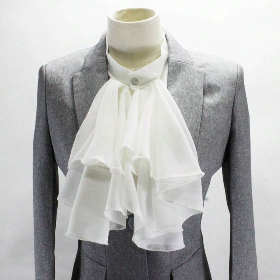 1 pieza Cuello desmontable de volantes vintage unisex blanco, traje victoriano eduardiano unisex - Modelo blanco E - Ver 1