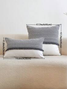 1pc Gray Textured Linen-Like Patchwork Decorative Pillow Cover, Suitable For Indoor Decor, All Season