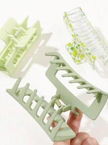 3件套夏季方形水果造型发夹，绿色纯色和渐变色，卡通印花，适合茶会，可爱又酷炫的发型装饰，发夹，发卡，发夹，发抓夹，发夹，发卡，发饰，秋冬发饰，适合女士度假装扮，女士花朵发夹