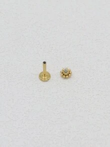 HENGKE 1PC Flower Lip Stud Labret Bar Clear CZ Gem Round Ball Monroe Tragus Piercing Steel Cartilage 16G EAR HELIX Earring Valentines