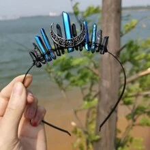 Wykwintna i elegancka naturalna kryształowa opaska na głowę w stylu księżniczki wróżki, prezent na urodziny i przyjęcie świąteczne dla kobiet i dziewcząt, rekwizyty fotograficzne w stylu barokowym do kostiumów i występów scenicznych, opaska na głowę dla kobiet, akcesoria do włosów - kształt - Zobacz 7