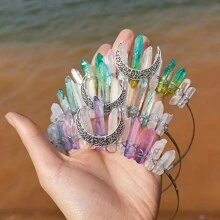 Wykwintna i elegancka naturalna kryształowa opaska na głowę w stylu księżniczki wróżki, prezent na urodziny i przyjęcie świąteczne dla kobiet i dziewcząt, rekwizyty fotograficzne w stylu barokowym do kostiumów i występów scenicznych, opaska na głowę dla kobiet, akcesoria do włosów - kształt - Zobacz 5